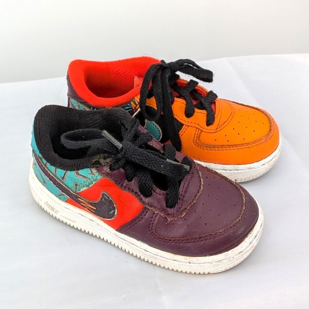 Nike Air Force 1 low multicolor swoosh kids sneakers youth 7C streetwear‎